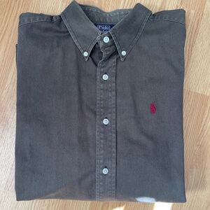 Polo Ralph Lauren Brown Long Sleeve Blaire 100% Cotton Denim Button Down Shirt